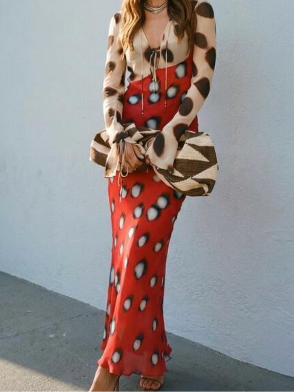 Red Printed Maxi Skirt - Womens Elegant Patterned Skirt